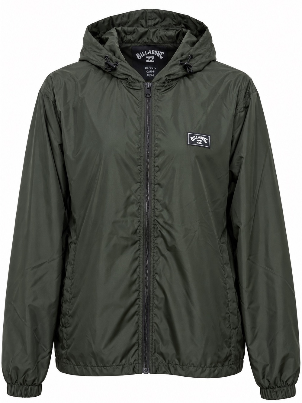 NWT Billabong Indy Men’s Windbreaker Jacket Charcoal Green Hooded Large L